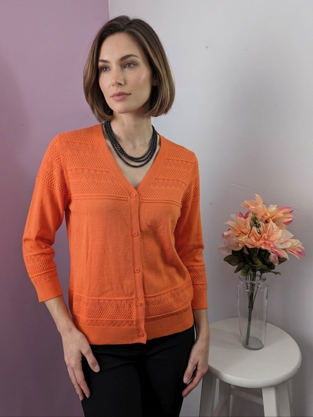 Womenโs Vibrant Orange Lightweight Knit Cardigan Sweater โ Size S โ NWOT